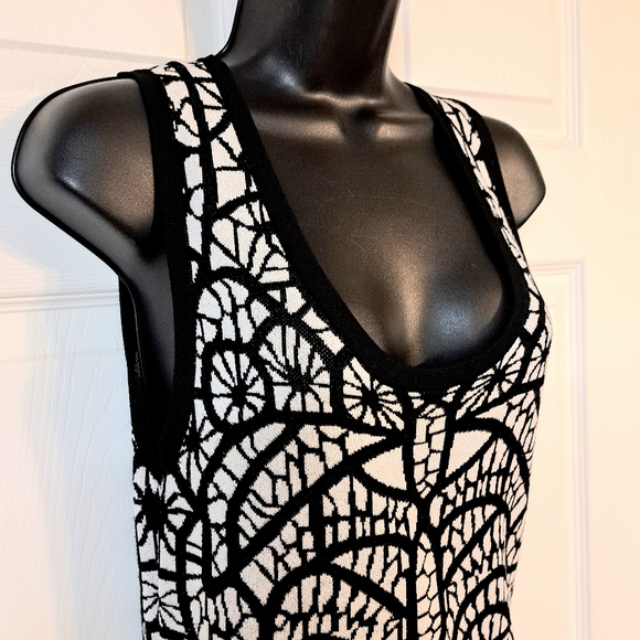 Carmen Marc Valvo Black & White Tank Sweater Dress - Picture 4 of 8